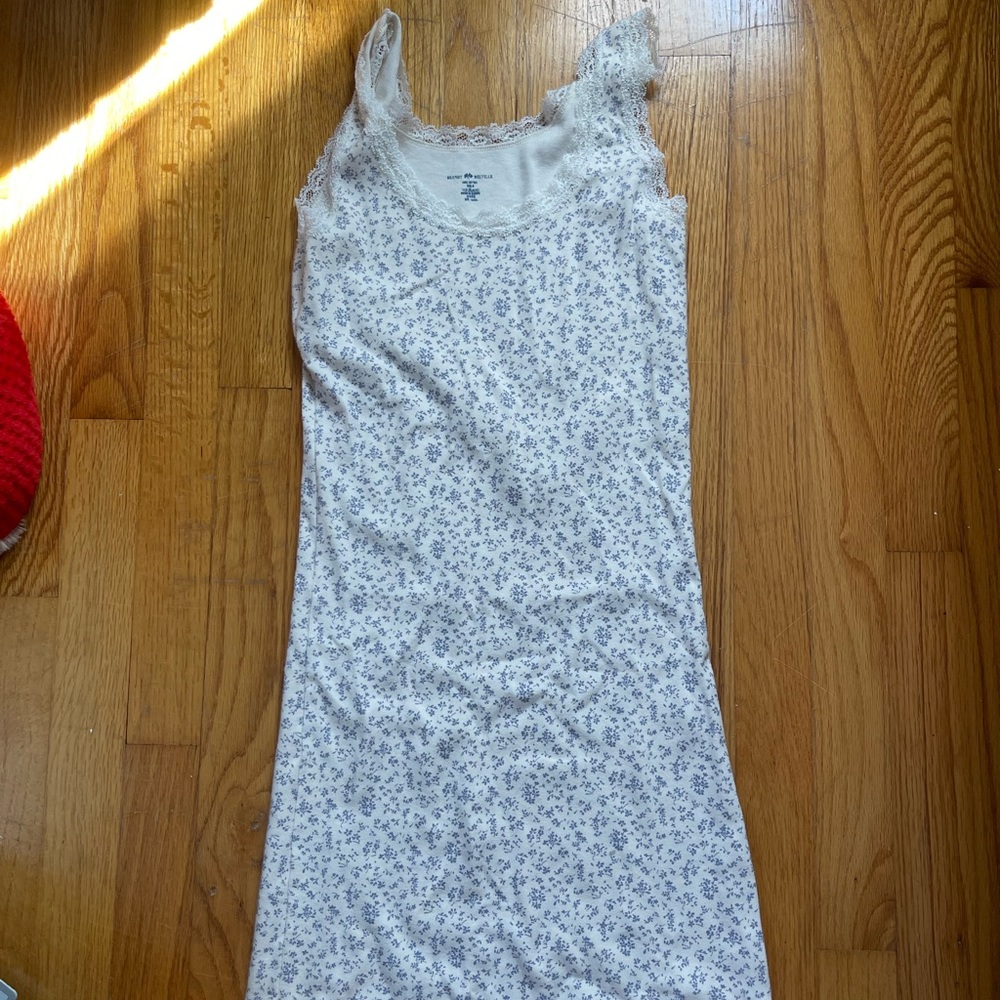 Brandy Melville White Dress with Blue Floral Print